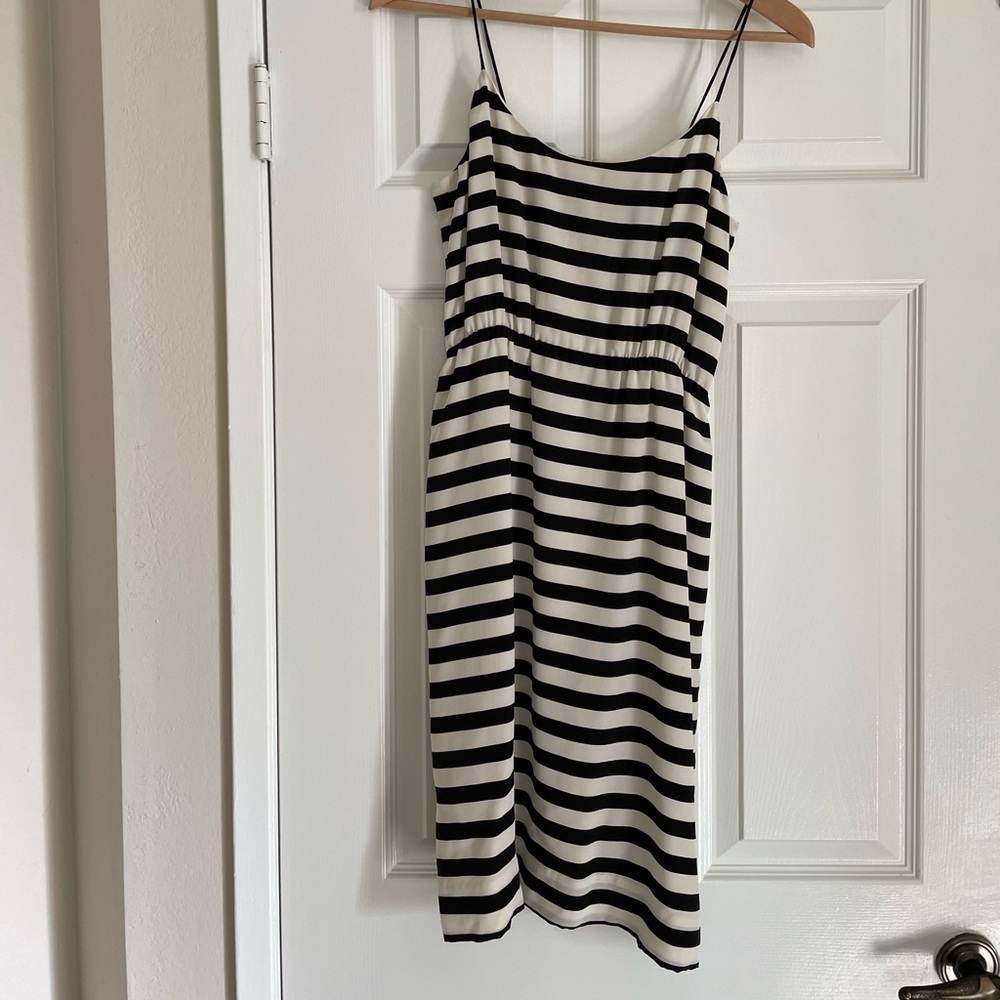 Black and ivory striped J. Crew dress